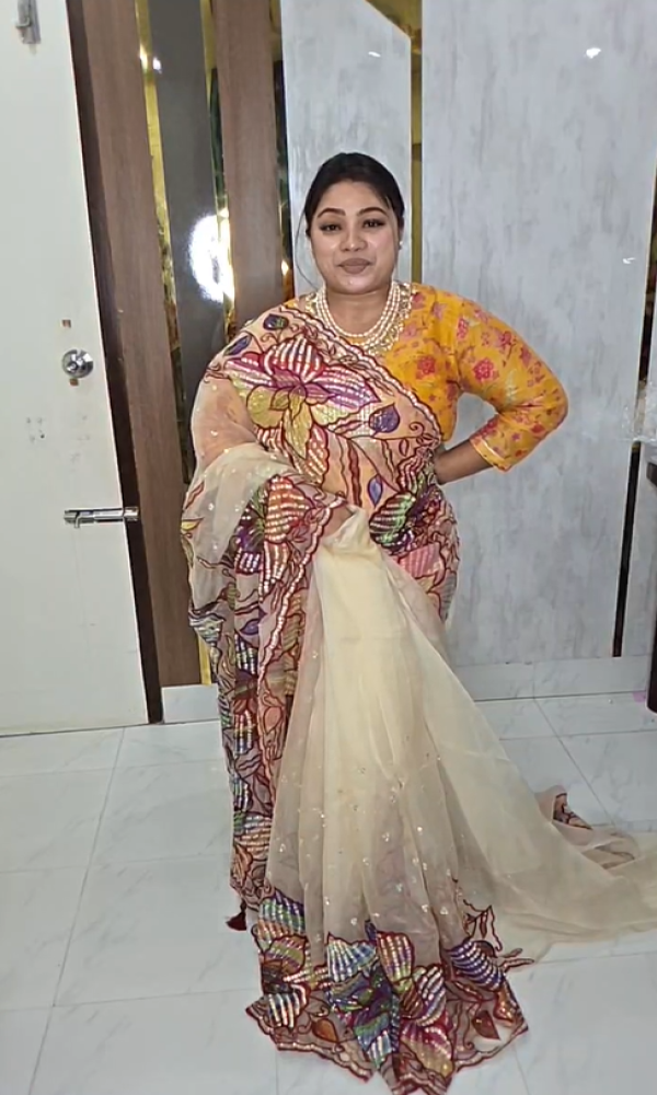 Golden Cutwork Sequin Sar...